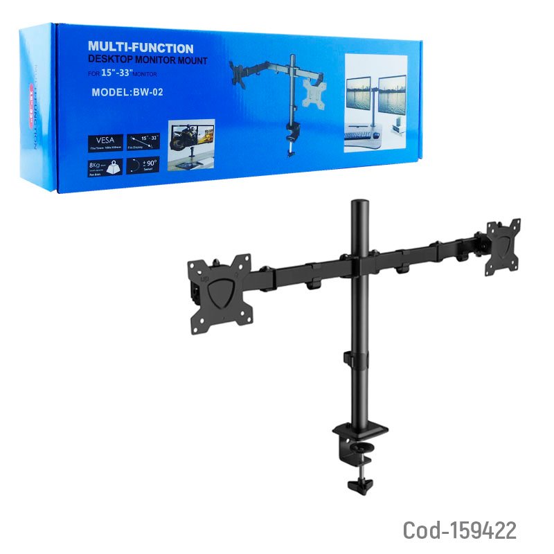 Soporte doble para monitores de 15 a 33 pulgadas modelo mw-02 con agarre de sobremesa. mayorista — imagen 3