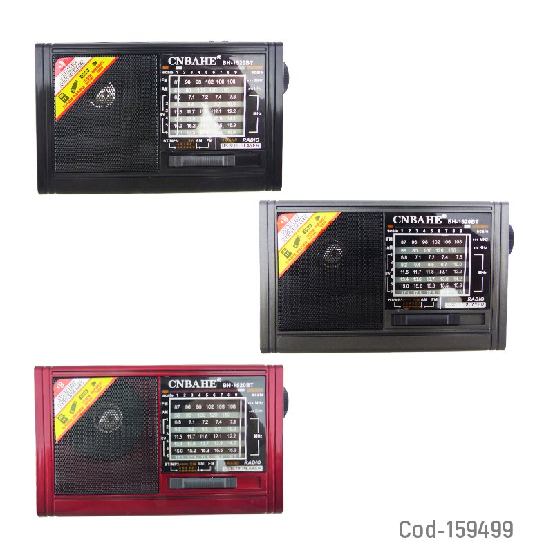 Radio multibanda marca cnbahe modelo bh-1520 conexion bluetooth 8 bandas y linterna. recargable. mayorista — imagen 4