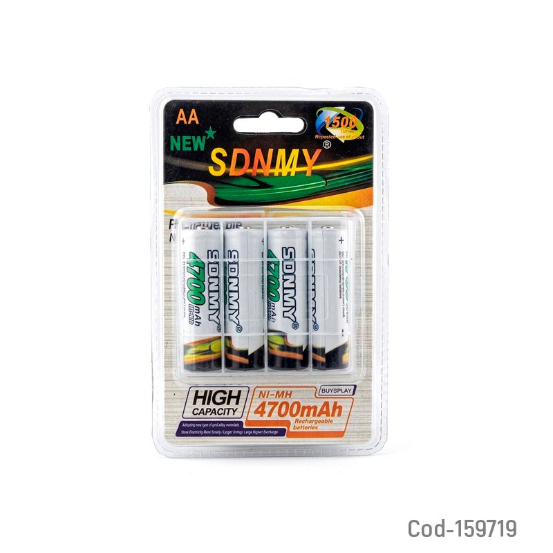 Pila Marca SDNMY AA Set X 4 De 1.2 Volt Recargable A 4700 Mah Con Estuche PVC En Blister. 4.9 cm x 1.4 cm por mayor en Chile