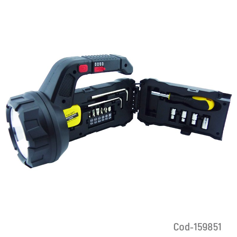 Linterna de 1 led, 2 led cob mas baliza con herramientas modelo hm-7729g a 18 watt recargable por usb type-c mayorista — imagen 3