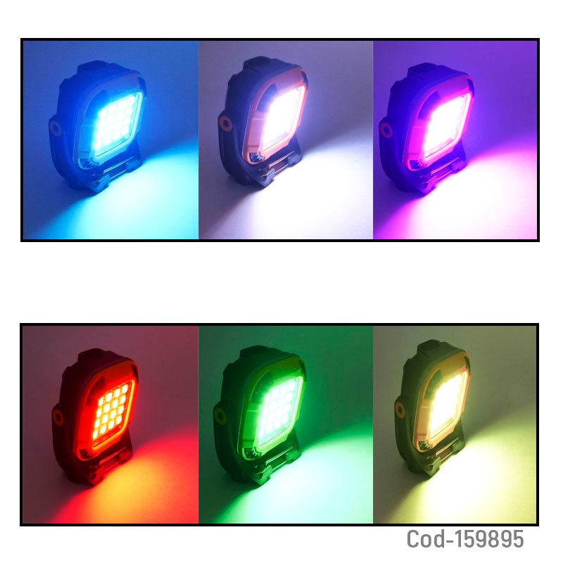 Linterna led con iman modelo w8129-2 con funciones y luz multicolor recargable con conexion type-c mayorista — imagen 3