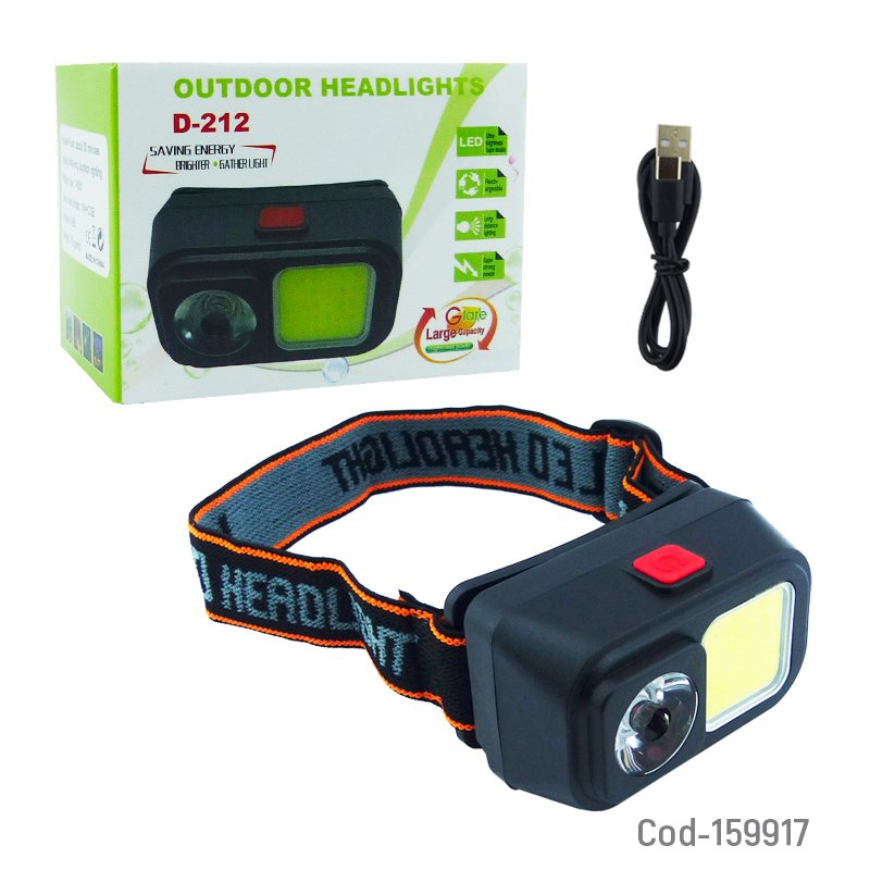 Linterna minero de 1 led mas 1 led cob modelo d-212 recargable por usb. - pack de 10 unidades mayorista — imagen 4