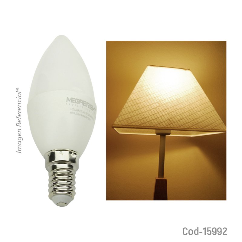 Ampolleta led vela de 5 watt, e-14, 550 lm luz calida, megabright - pack de 20 unidades mayorista — imagen 2