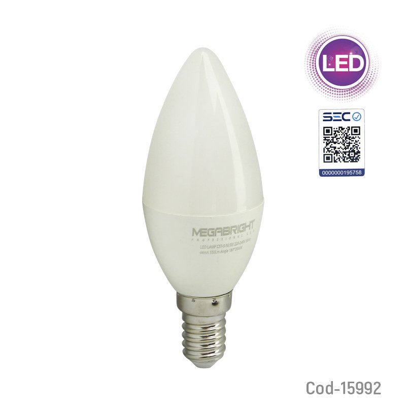 Ampolleta led vela de 5 watt, e-14, 550 lm luz calida, megabright - pack de 20 unidades mayorista — imagen 3