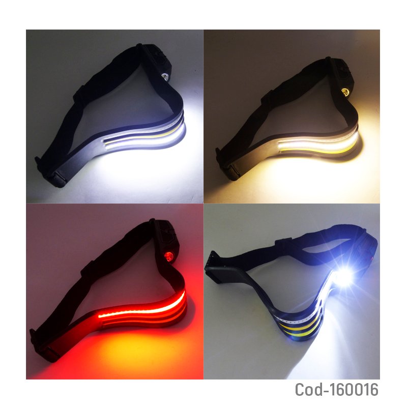 Linterna minero de 1 led y 3 bandas led cob modelo w689-3 con sensor y recargable. mayorista — imagen 2