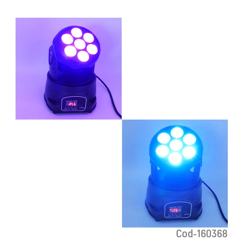 Moving head mini de 7 led rgb con pantalla lcd y dmx mayorista — imagen 3