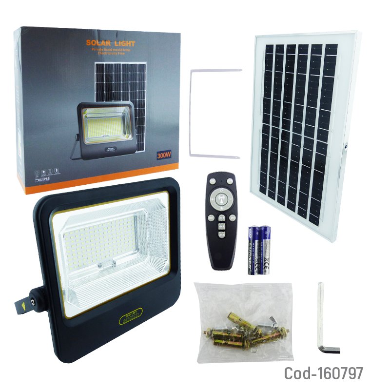 Proyector solar led de 300 watt con panel, 144 led y control remoto. mayorista — imagen 4