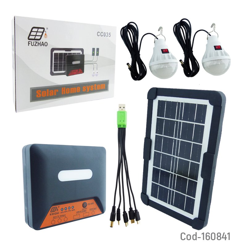 Kit solar de emergencia marca fuzhaoi modelo cc035 con 2 ampolletas, 2 usb y panel solar. mayorista — imagen 5