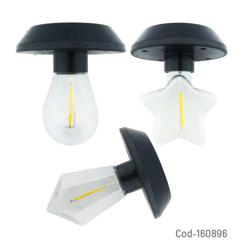 Ampolleta solar led hilo cob para colgar en 3 diseños recargable mayorista — imagen 4