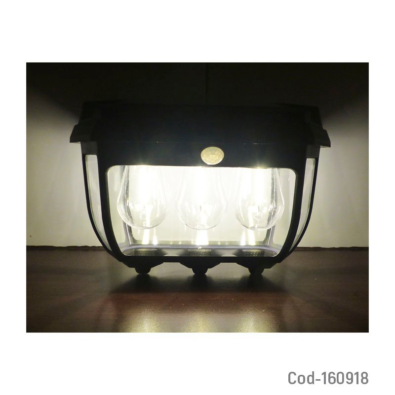 Aplique solar de 3 led cob tipo farol modelo hw-669 con sensor, de 38 watt mayorista — imagen 3