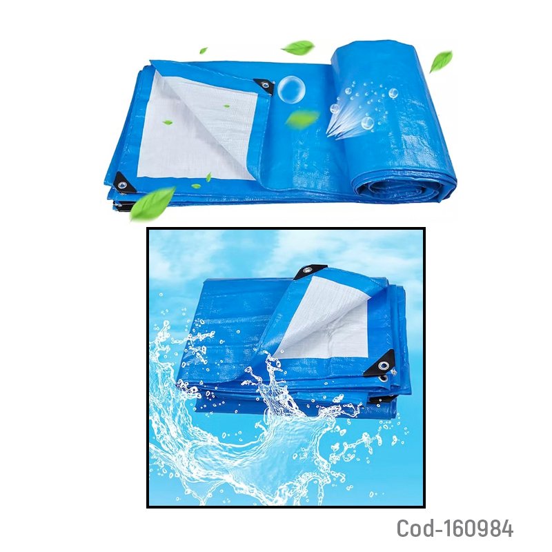 Lona carpa multiuso impermeable azul con ojales de 5 x 3 metros. mayorista — imagen 2