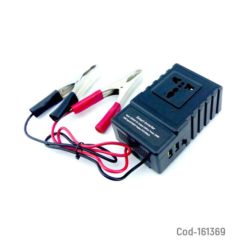 Inversor de voltaje, controlador y 2 puertos usb de 12 o 24 volt, 220 w, 3100 mah para auto que incluye pinzas. mayorista — imagen 2