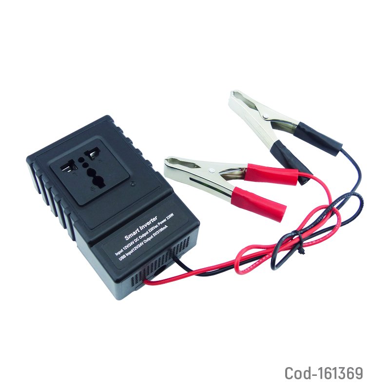 Inversor de voltaje, controlador y 2 puertos usb de 12 o 24 volt, 220 w, 3100 mah para auto que incluye pinzas. mayorista — imagen 3