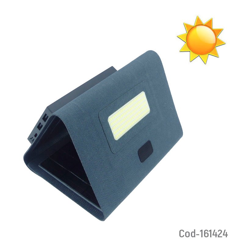 Panel Solar Plegable Con 110 LED Y Power Bank, Modelo RS-10W, 5000 Mah 43.4 cm x 17.4 cm x 1.5 cm por mayor en Chile