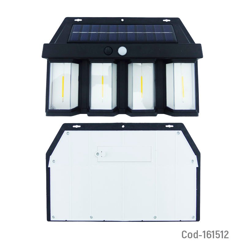 Aplique solar led tipo farol en pvc de 4 led cob con sensor mayorista — imagen 2