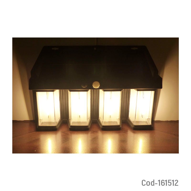 Aplique solar led tipo farol en pvc de 4 led cob con sensor mayorista — imagen 3