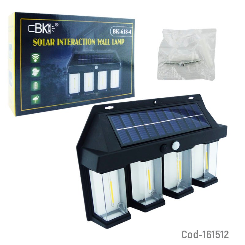 Aplique solar led tipo farol en pvc de 4 led cob con sensor mayorista — imagen 4