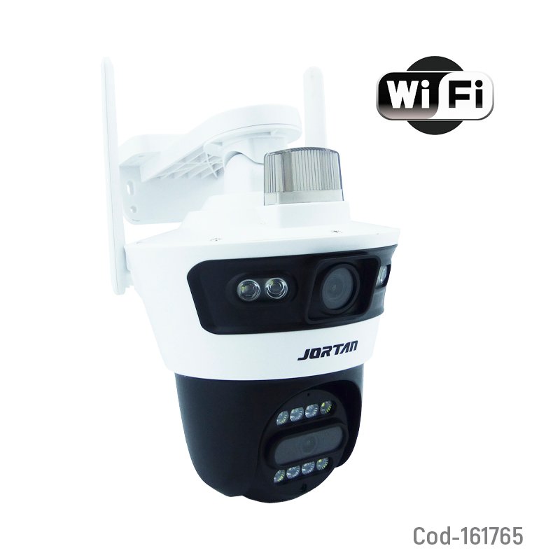 Camara De Vigilancia IP Wifi-LAN Marca JORTAN De Doble Camara A 3 MP Compatible APP YOOSE 17 cm x 15.5 cm x 21.5 cm por mayor en Chile