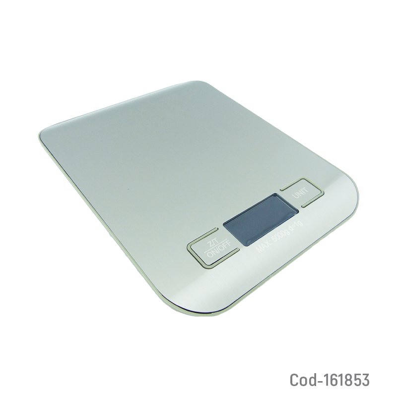 Balanza Digital Para Cocina En Acero Inoxidable, Pesa Hasta 5 Kg Y Los Numeros En Color Blanco 17.7 cm x 13.9 cm x 1.9 cm por mayor en Chile