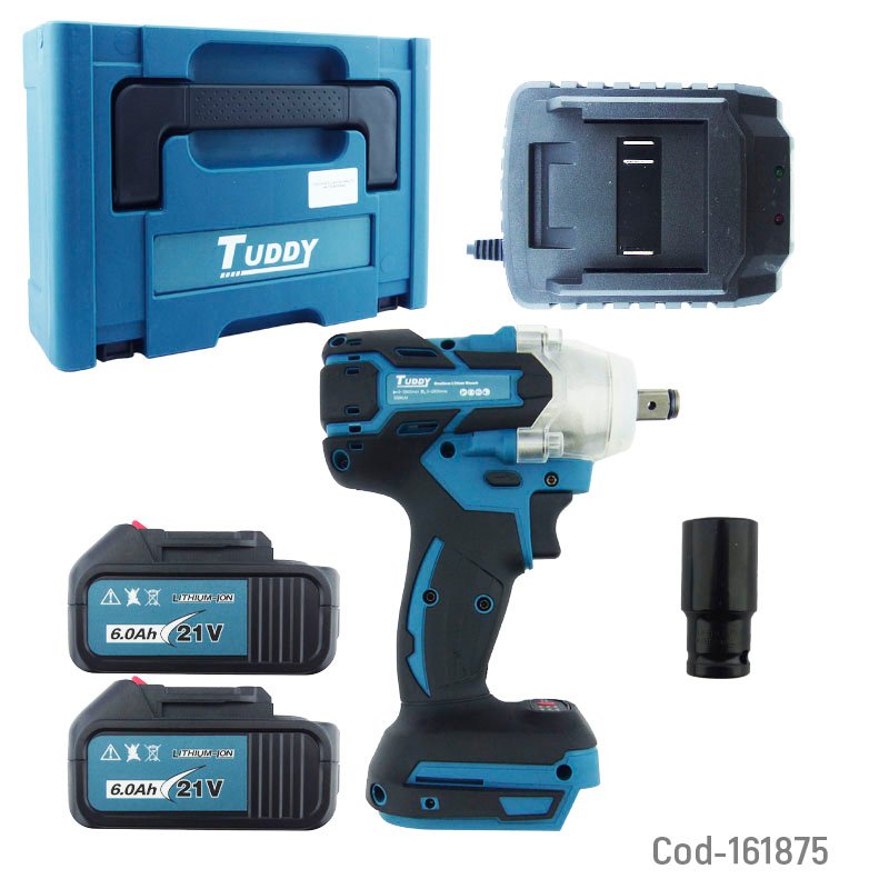 Llave de impacto portatil marca tuddy modelo mk recargable con dos baterias en estuche de pvc mayorista — imagen 4