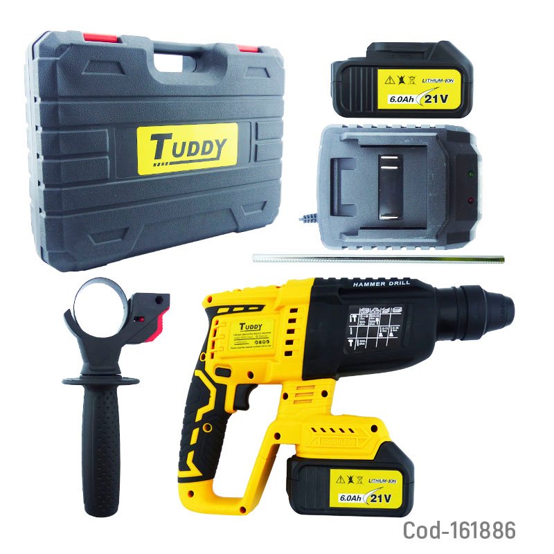 Taladro de impacto portatil marca tuddy recargable con dos baterias en estuche pvc. mayorista — imagen 3