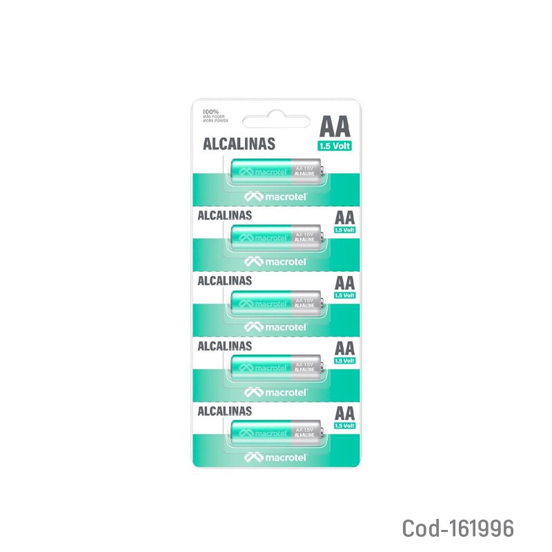 Pila Marca MACROTEL AA Set X 5 En Blister De 1.5 Volt, Alkaline 5 PZA por mayor en Chile