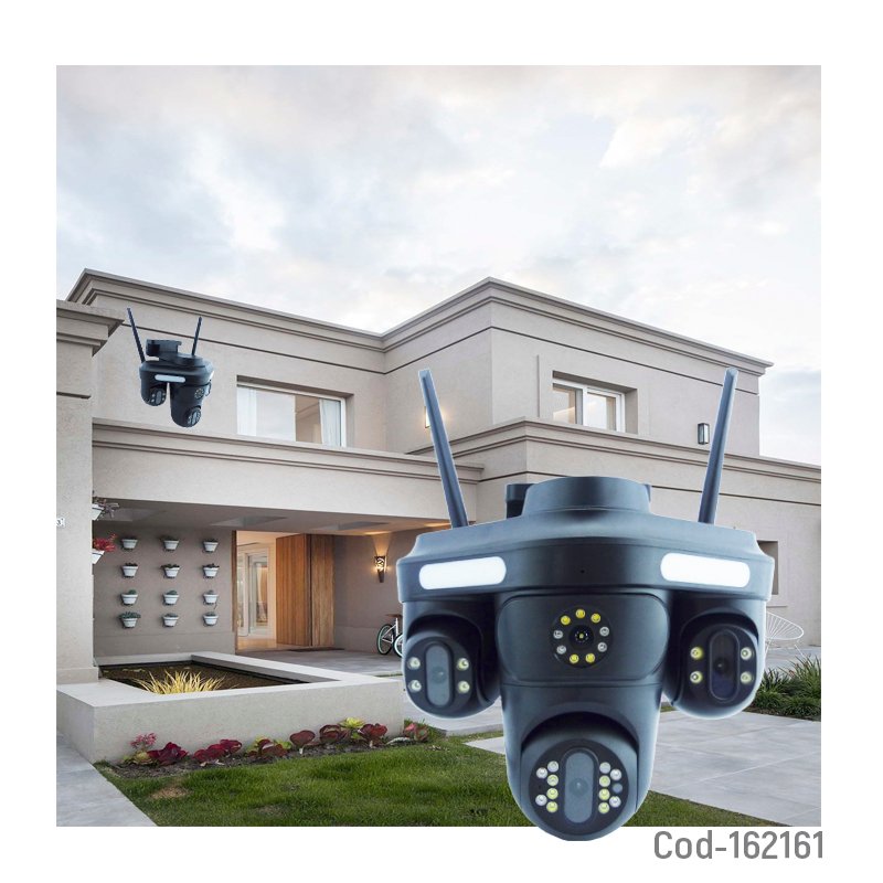 Camara de vigilancia ip triple lente compatible con app v380 conexion lan y ranura para tf resolucion 4k mayorista — imagen 3