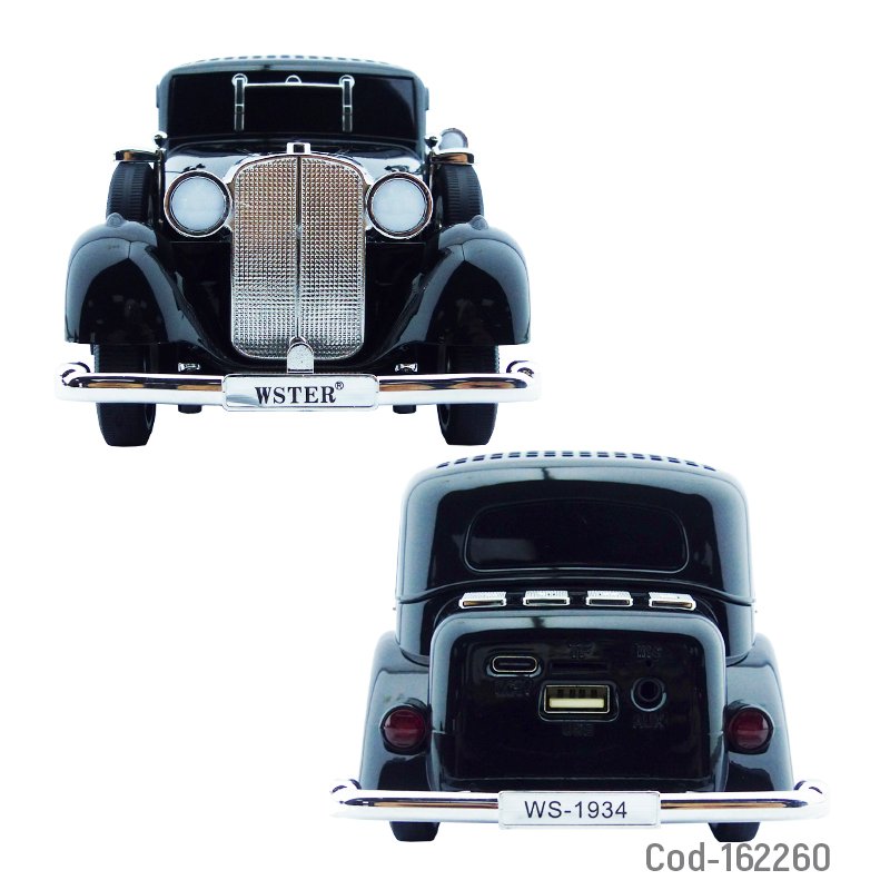 Parlante recargable modelo ws-1934 auto clasico de 10 watt y conexion bluetooth, usb, tf y aux. variedad de colores. mayorista — imagen 3
