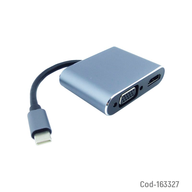 Convertidor Cable Type-C 4 En 1 HDMI, VGA, USB Y Type-C 5 cm x 6 cm x 1.5 cm por mayor en Chile