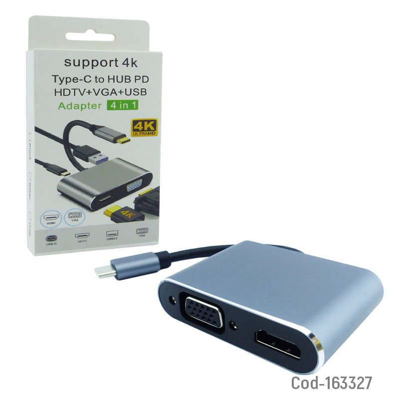 Convertidor cable type-c 4 en 1 hdmi, vga, usb y type-c mayorista — imagen 3