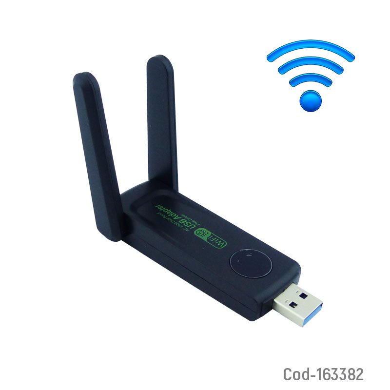 Antena Wifi Dual Band USB De 2.4 Y 5G A 1200-1300 Mbps Y Doble Antena. 9.2 cm x 3.7 cm x 1.4 cm por mayor en Chile