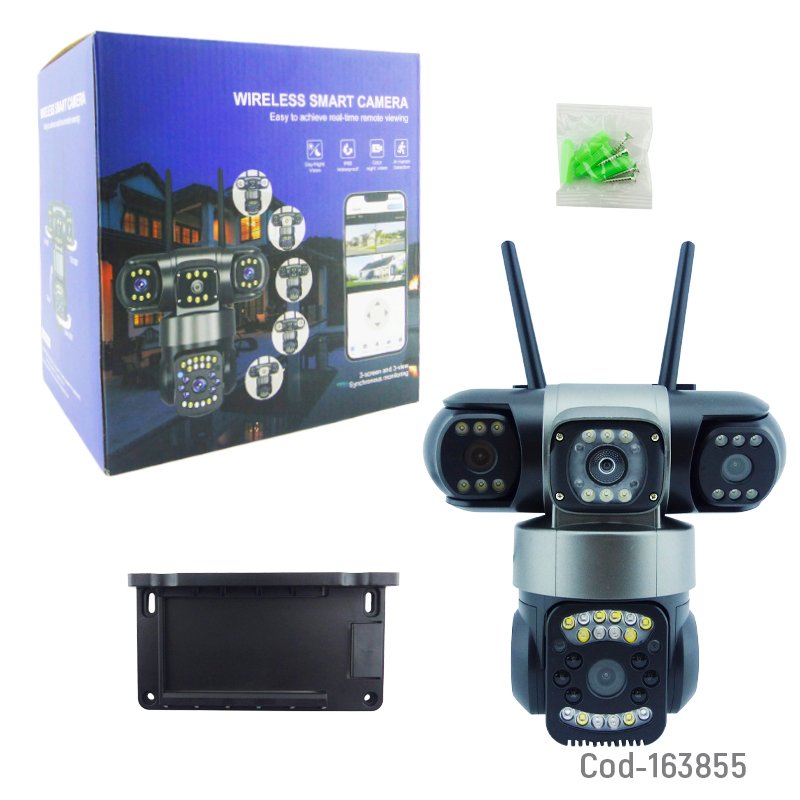 Camara de vigilancia ip wifi de triple camara de resolucion 2 mp compatible con app v380 mayorista — imagen 4