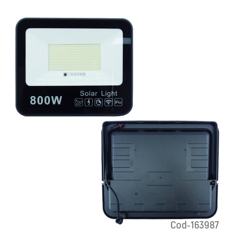 Proyector solar led de 800 watt en pvc y panel solar, luz blanca con control remoto. mayorista — imagen 2