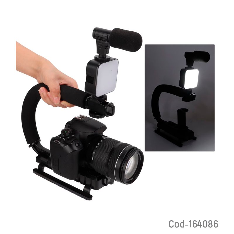 Estabilizador para camaras o smartphone con luz, microfono y control remoto bluetooth. mayorista — imagen 3