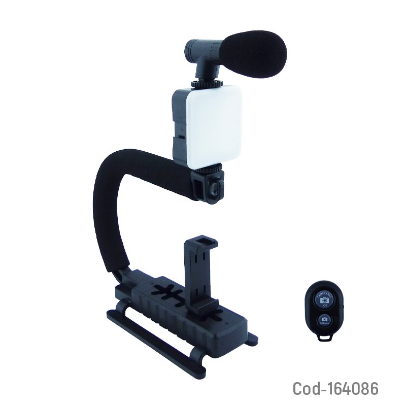 Estabilizador para camaras o smartphone con luz, microfono y control remoto bluetooth. mayorista — imagen 4