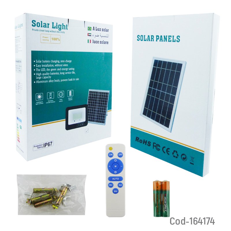 Proyector solar led de 500 watt, 200 led, luz calida, panel solar y control remoto mayorista — imagen 4