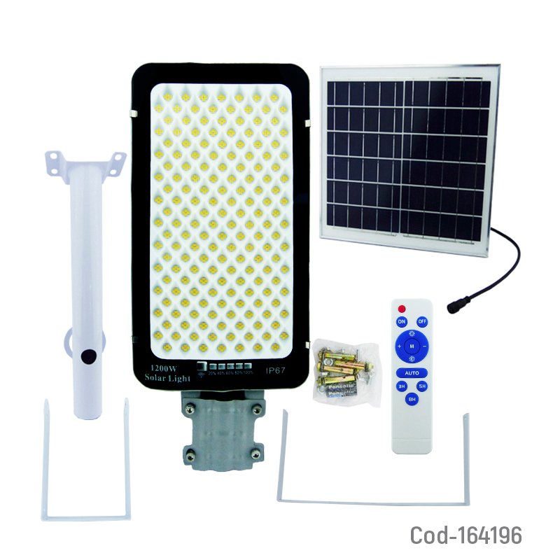 Foco con brazo solar de luz calida a 1200 watt con panel, control remoto y 688 led. mayorista — imagen 4