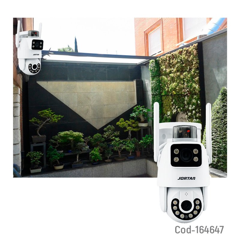 Camara de vigilancia ip wifi doble camara 3 mp. marca jortan de 12 led con alarma y compatible con app yoose. mayorista — imagen 3