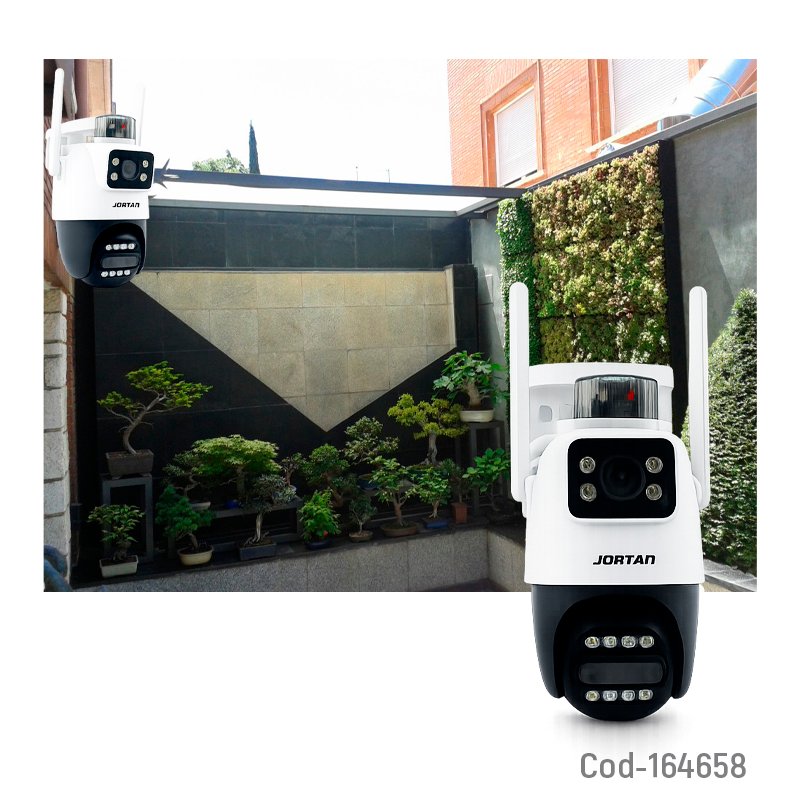 Camara de vigilancia ip wifi doble camara con zoom marca jortan de 14 led y resolucion de 3 mp. compatible con app yoose. mayorista — imagen 3