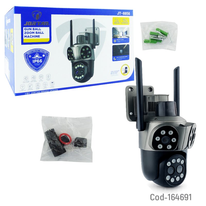 Camara de vigilancia ip wifi jortan con triple camara, alarma, conexion lan y es compatible con la app yoose. mayorista — imagen 4