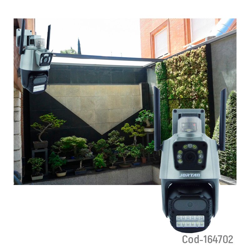 Camara de vigilancia ip wifi marca jortan de doble camara y 21 led, conexion lan y alarma. resolucion de 3 mp, compatible con la app yoose. mayorista — imagen 3