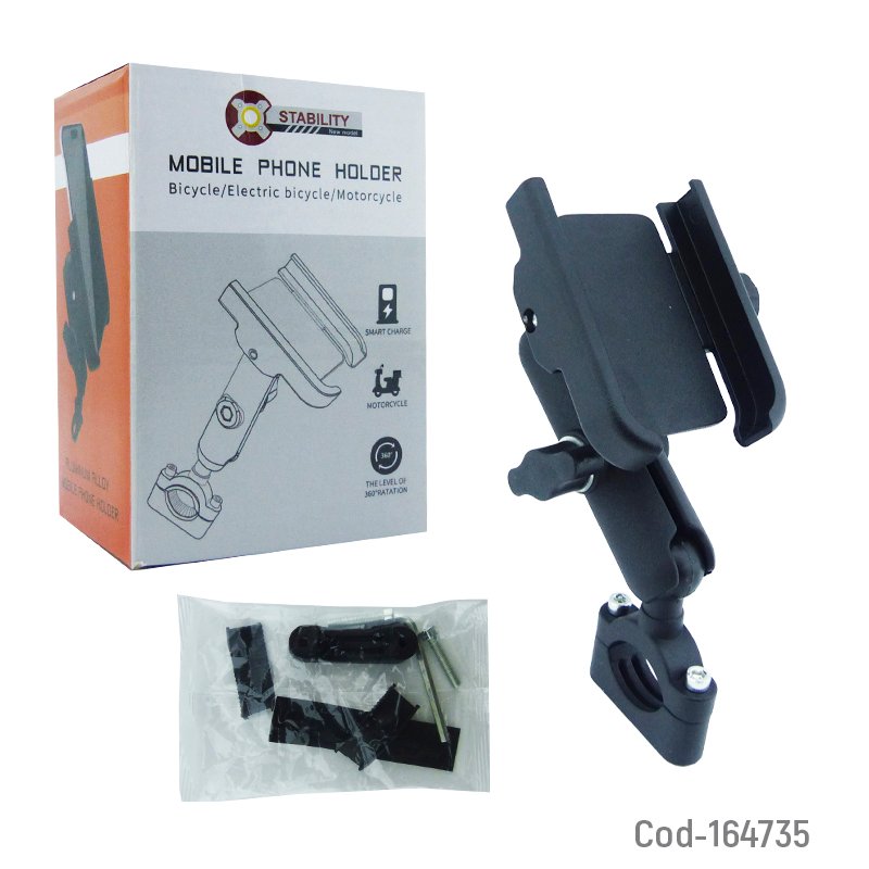 Porta smartphone para manubrio de moto o bicicleta de metal modelo b-640 con brazo articulado mayorista — imagen 3