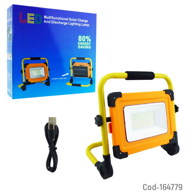 Proyector solar de 120 led portatil recargable con baliza, usb type-c y soporte mayorista — imagen 4
