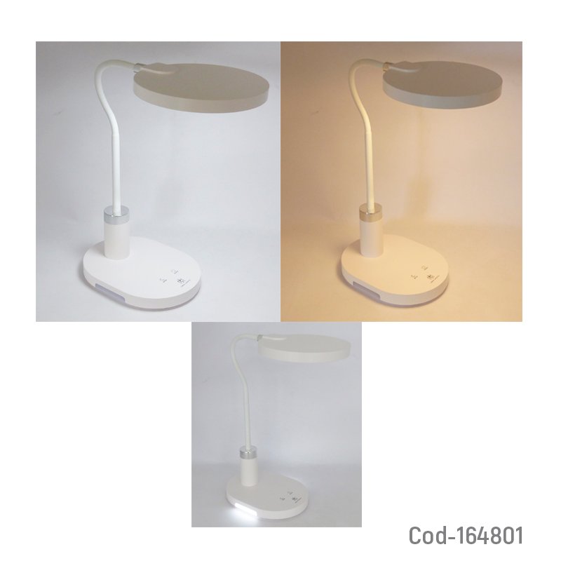 Lampara de escritorio touch de 60 led modelo ms-816 de 3 tonos de luz, recargable y luz nocturna. mayorista — imagen 3
