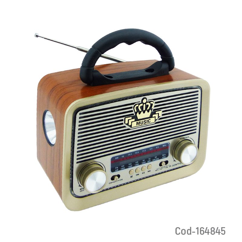 Radio Multibanda Solar Retro Marca SONTFEC Modelo ST-1085BTS Conexion Bluetooth, FM, USB, Y TF. 19 cm x 8.5 cm x 14 cm por mayor en Chile