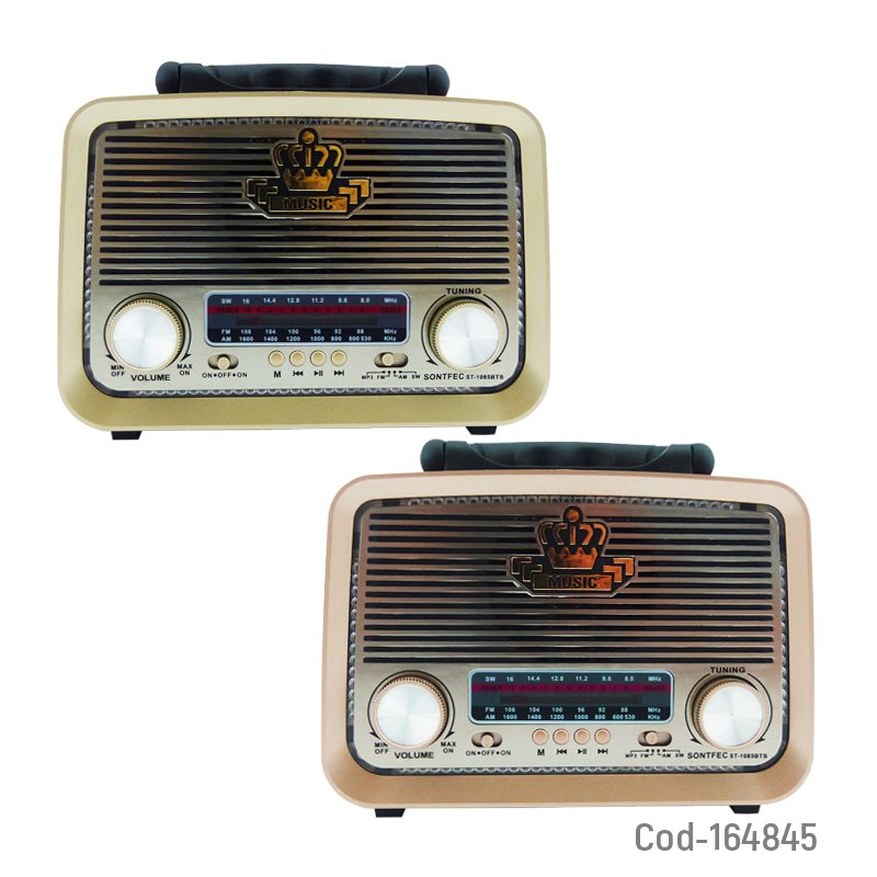 Radio multibanda solar retro marca sontfec modelo st-1085bts conexion bluetooth, fm, usb, y tf. mayorista — imagen 3