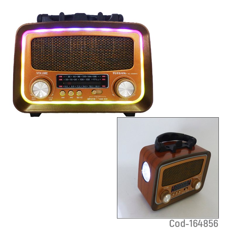 Radio multibanda mini marca yuegan modelo yg-1086 recargable. con luz rgb, linterna conexiones bluetooth, fm, usb y tf. mayorista — imagen 3