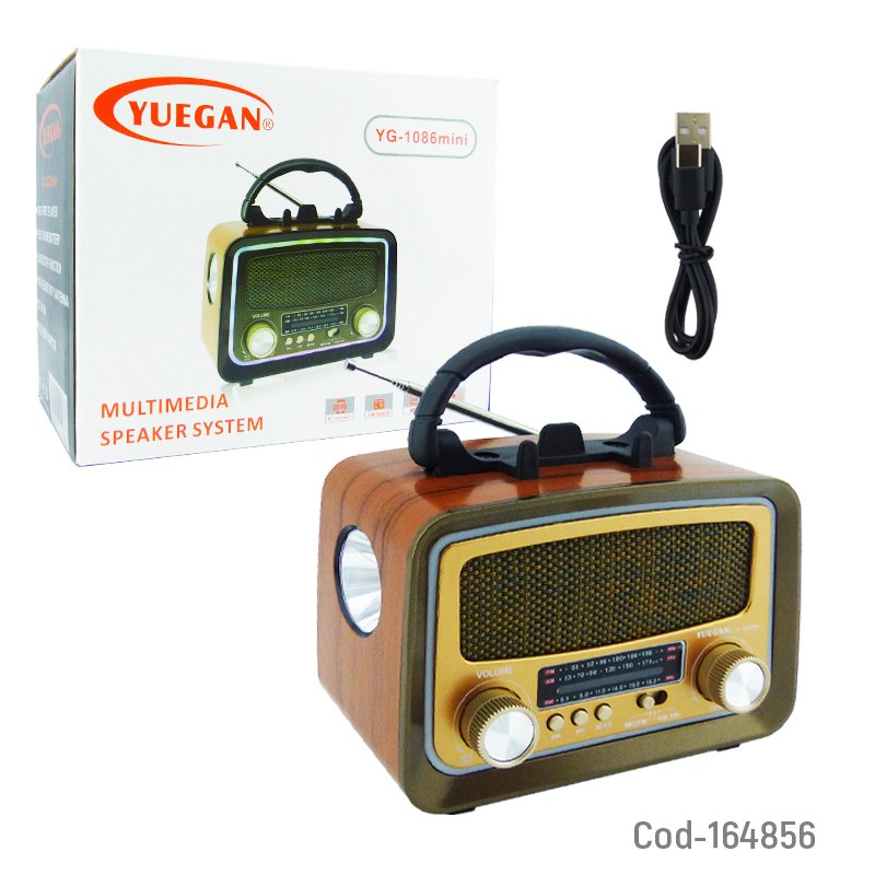 Radio multibanda mini marca yuegan modelo yg-1086 recargable. con luz rgb, linterna conexiones bluetooth, fm, usb y tf. mayorista — imagen 5