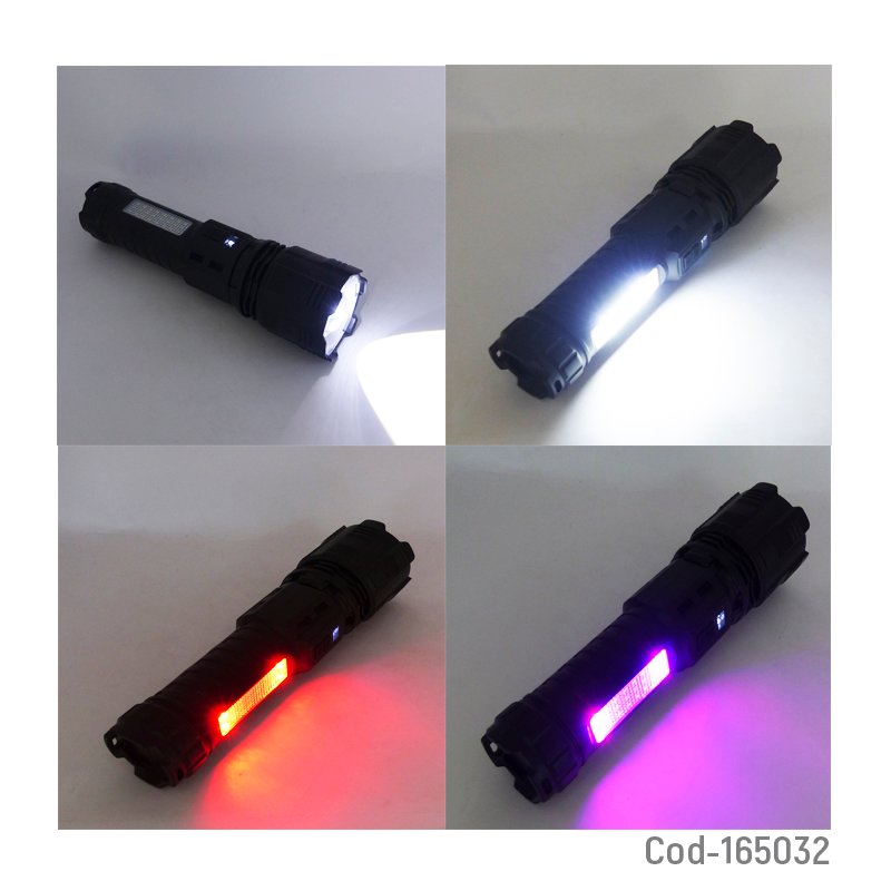 Linterna led laser con baliza, zoom. modelo wj-8122 recargable. mayorista — imagen 3