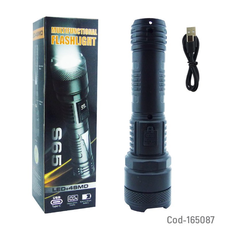 Linterna de 1 led mas led lateral tactica, indicador de carga y recargable. mayorista — imagen 4